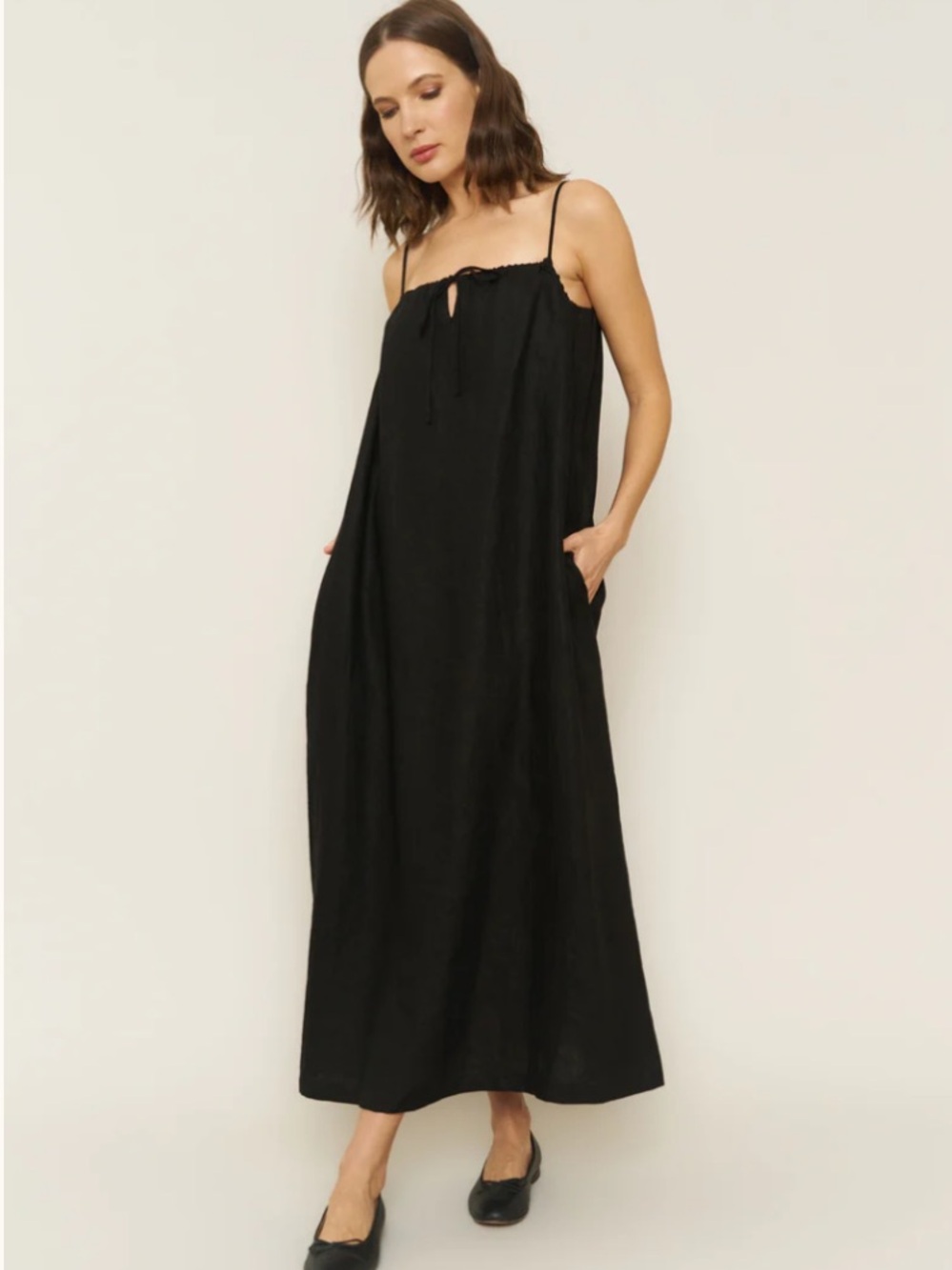 Whimsy + Row Soliel Dress in Black Linen